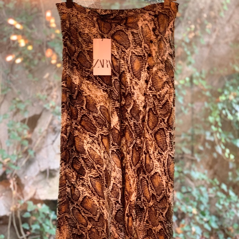 Animal print silk skirt